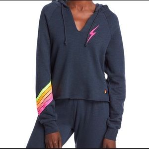 Aviator Nation bolt crop sweatshirt. M (fits S/M) Primary Rainbow (not neon)